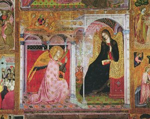 受胎告知、ポルツィンコラのフレスコ画、1393 作： Ilario da Viterbo